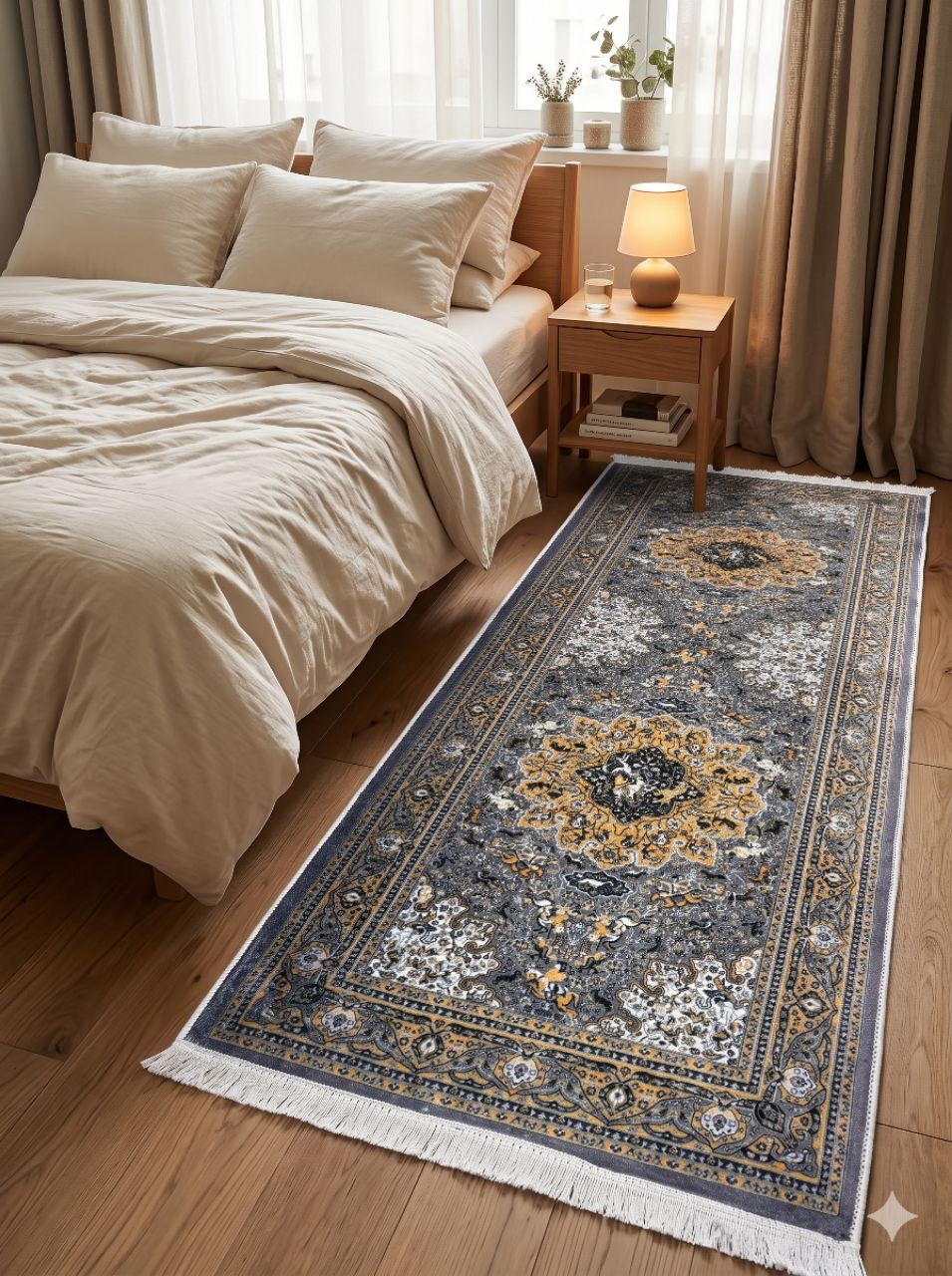 Luxury Printed Bedside Runner – 5 × 2 Ft view 5