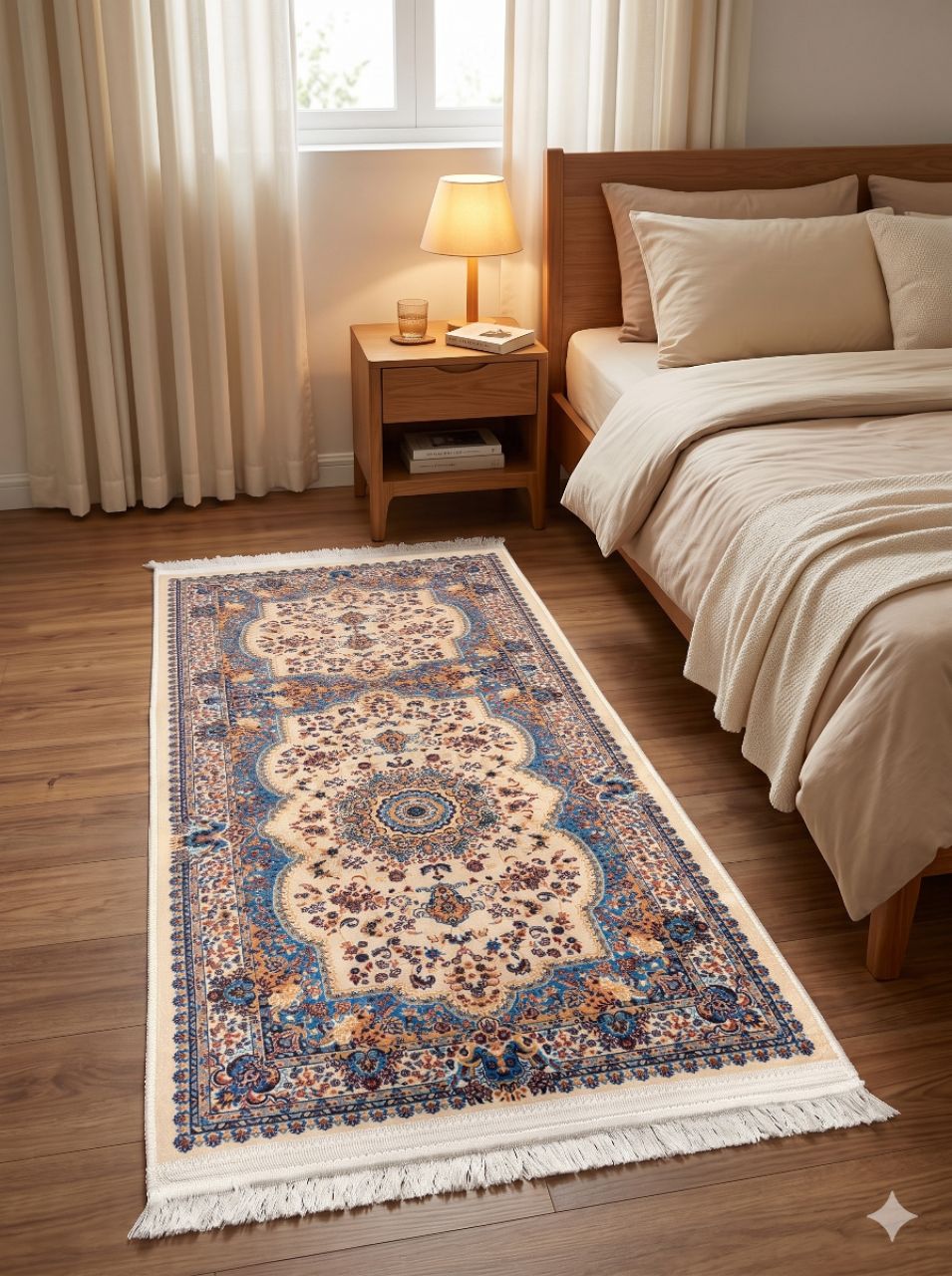 Luxury Printed Bedside Runner – 5 × 2 Ft view 4