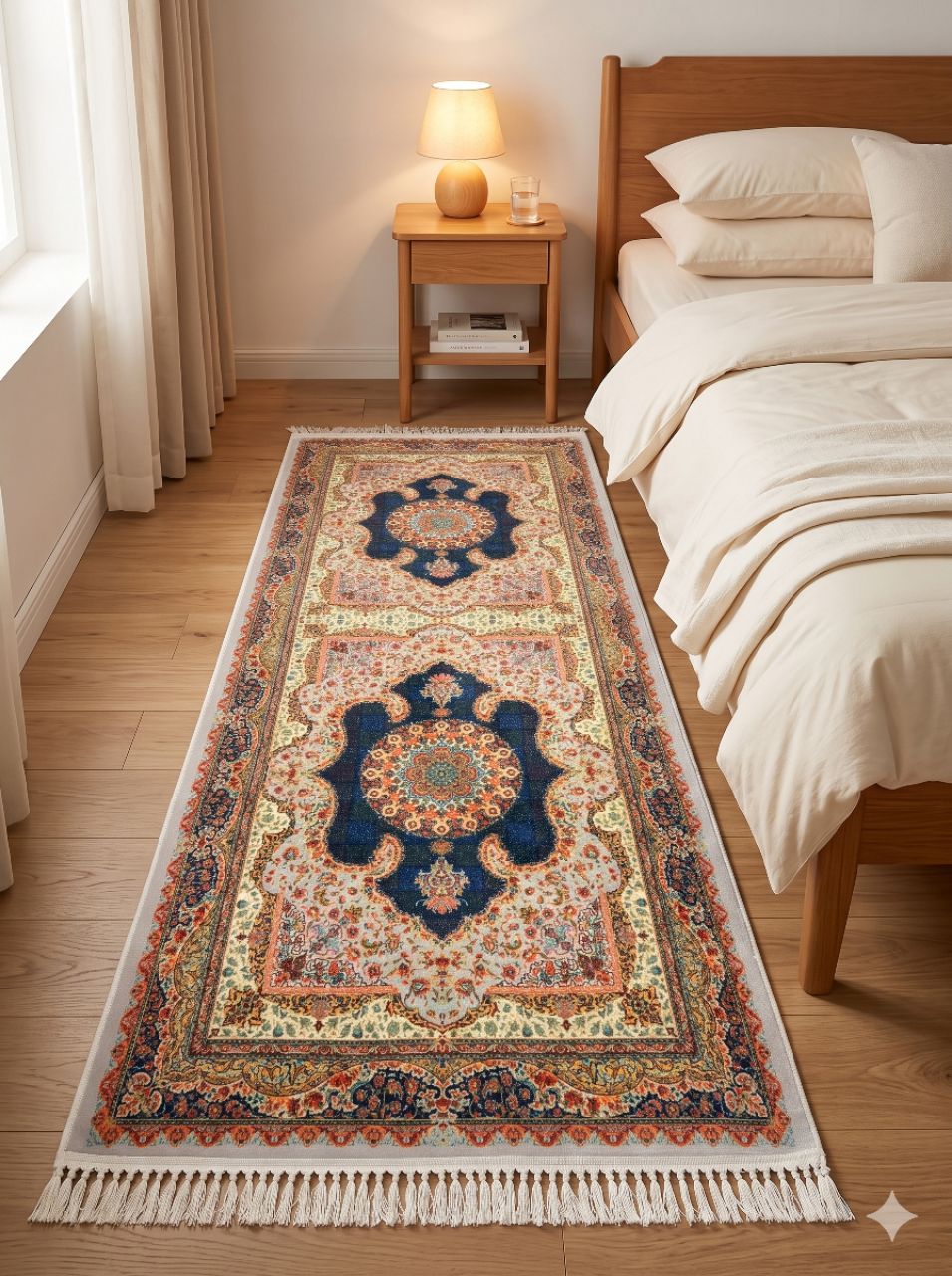 Luxury Printed Bedside Runner – 5 × 2 Ft view 2