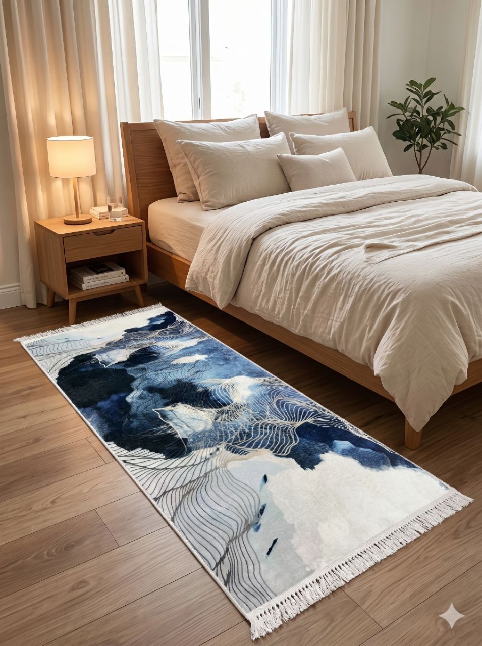 Luxury Printed Bedside Runner – 5 × 2 Ft view 8