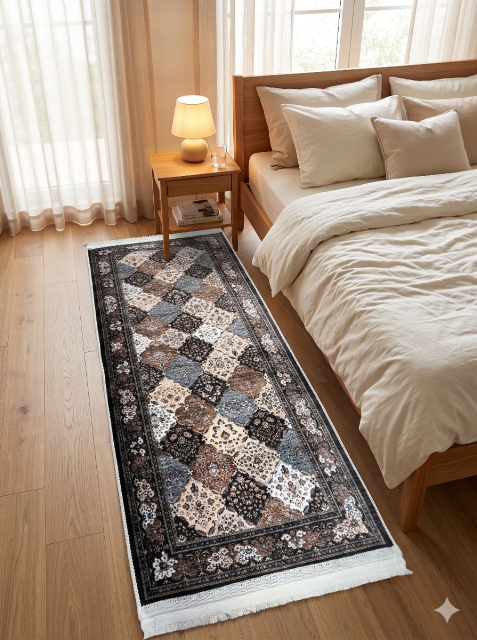 Luxury Printed Bedside Runner – 5 × 2 Ft view 6