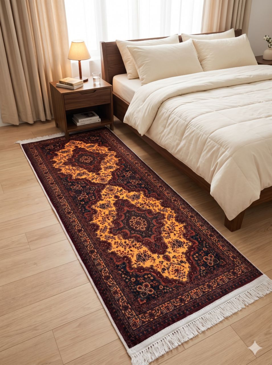 Luxury Printed Bedside Runner – 5 × 2 Ft view 9