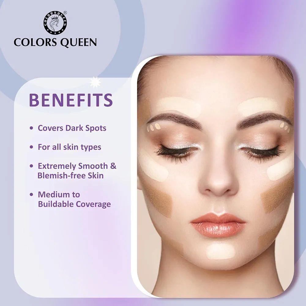 Colors Queen Light Weight Multi-Purpose Matte Concealer Color Corrector Palette | Creamy Matte Finish, Easy to Blend Hydrating Formula | Long Lasting & Waterproof Concealer for Face Makeup (01) view 6