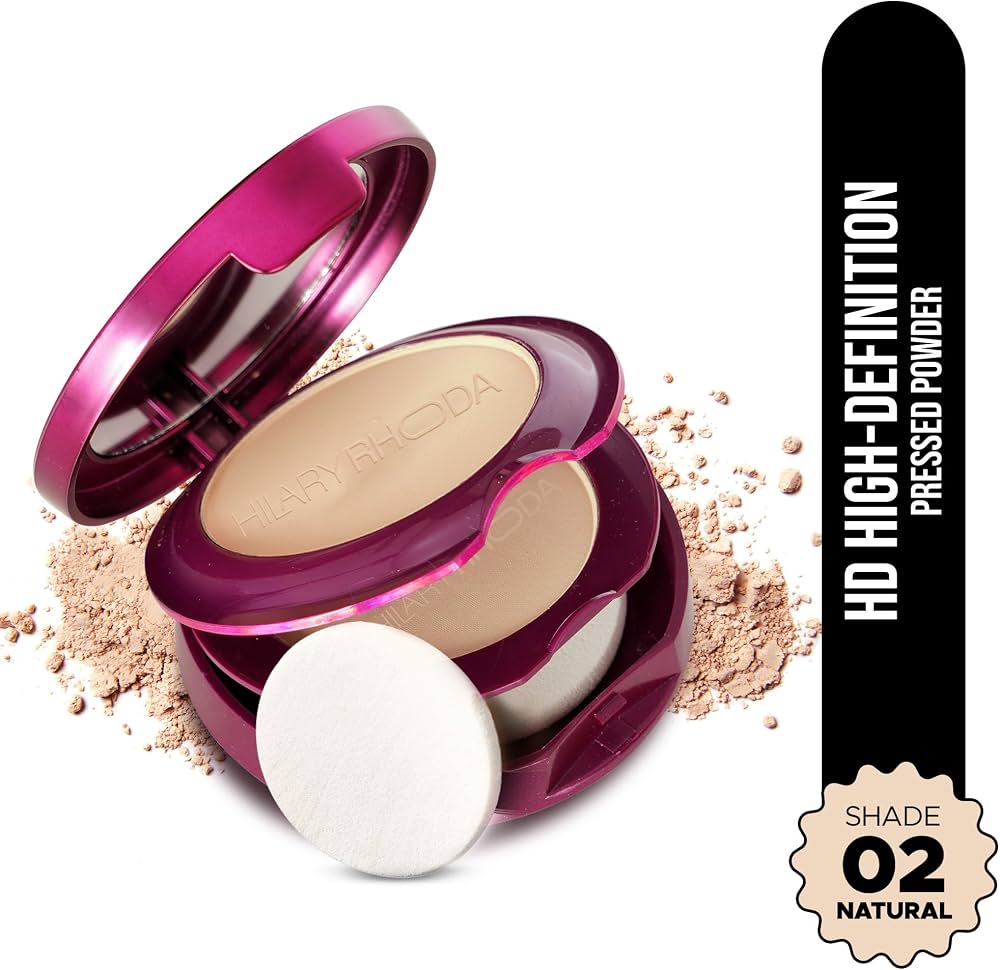 Hilary Rhoda Compact Powder | Natural | 2-in-1 Pressed Powder with Mirror & Puff | Shimmery & HD Matte Finish With Long Lasting Coverage| Oil Control | (Vanilla - Shade 02) - view 2
