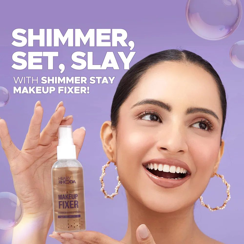 Hilary Rhoda Shimmer Stay Makeup Fixer | Infused with Aloe Vera | Cruelty-Free & Vegan | Keeps Makeup Intact | Hydrates, Soothes & Refreshes Skin - (Chrome - Shade 01) view 3