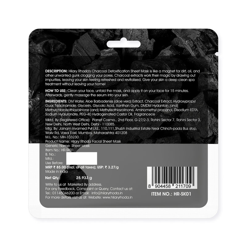 Hillary Rhoda Facial Charcoal Sheet mask view 2