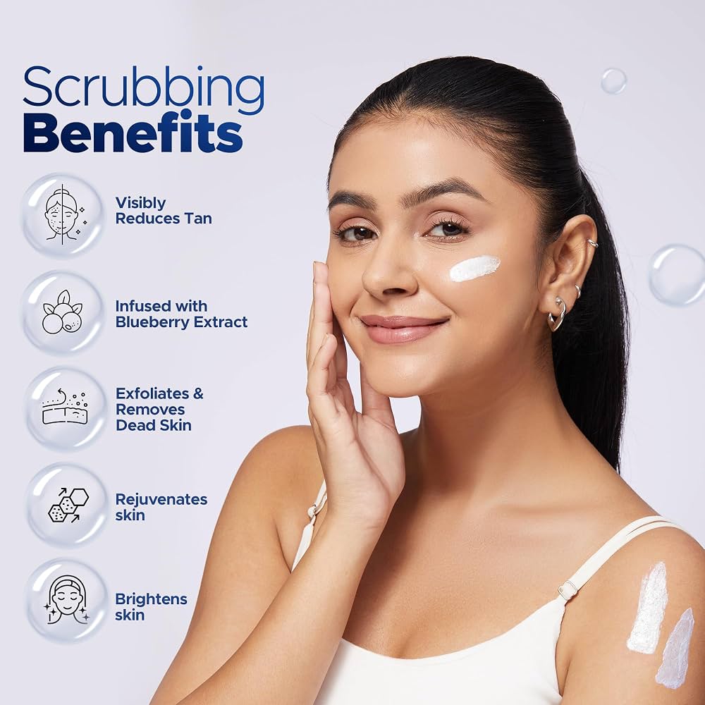 Hilary Rhoda De-Tan Face & Body Scrub | De-Tan, Exfoliate & Dead Skin Removal | Face & Body Scrub | Blueberry Extract | Removes Blackheads & Whiteheads | Encourages Healthy Skin -  (Blueberry Burst - Shade 01) view 3