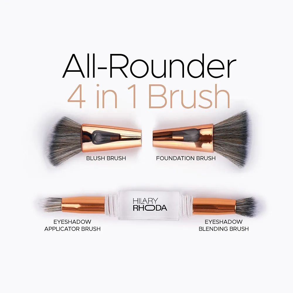 Hilary Rhoda All-Rounder 4 in 1 makeup Brush for Women | Foundation & Contour, Powder, Blending Brush | Eyeshadow Applicator | Soft Bristles Makeup | travel view 3