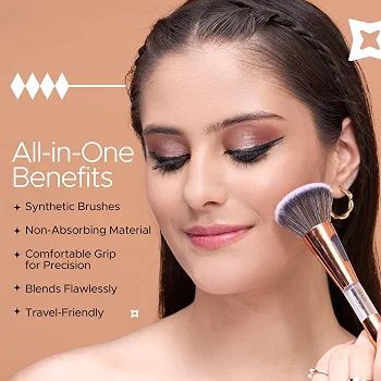 Hilary Rhoda All-Rounder 4 in 1 makeup Brush for Women | Foundation & Contour, Powder, Blending Brush | Eyeshadow Applicator | Soft Bristles Makeup | travel view 4