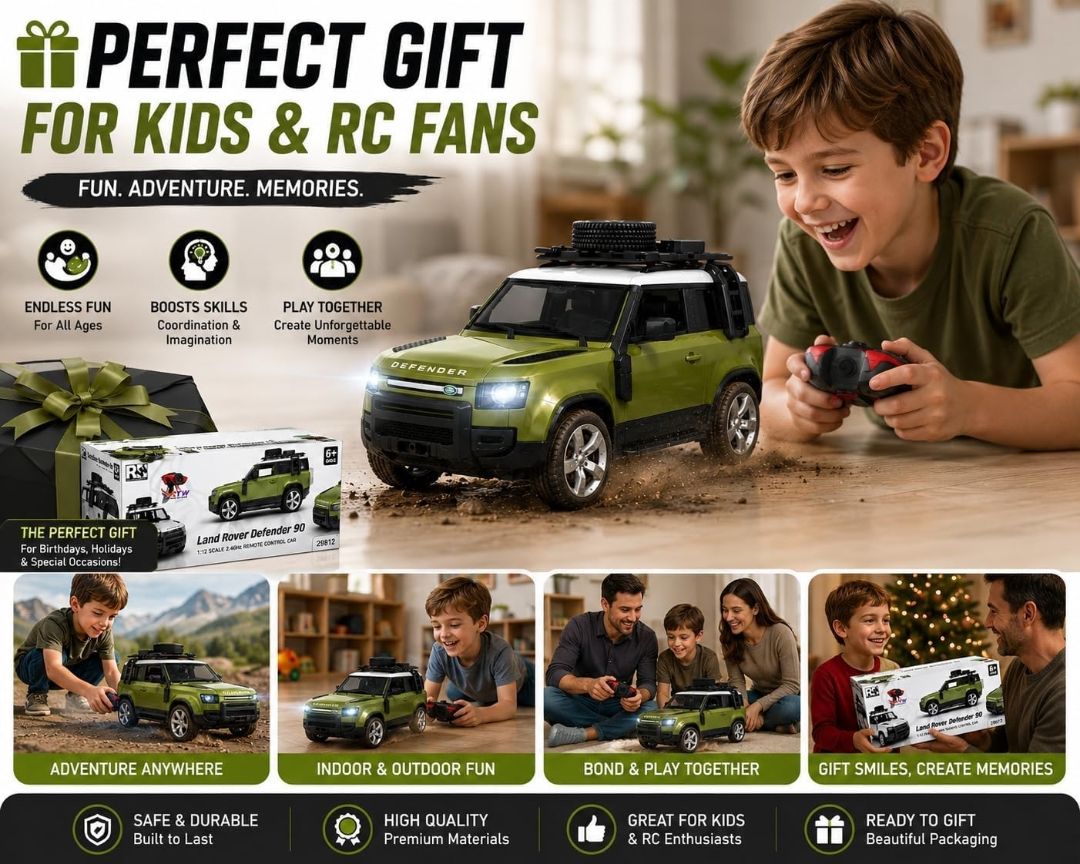 Remote Control 1:12 RC Defender Off-Road SUV Car for Kids, High Speed Racing Truck with Wireless Remote, LED Lights & Durable Build, Gift for Boys & Girls view 9