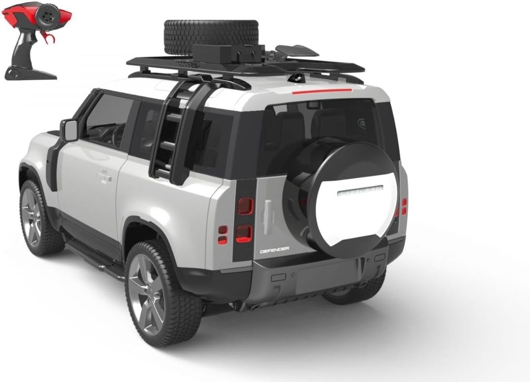 Land Rover Defender Official Licensed Model Remote Control Toy Car Rechargeable 12Km/h, 2.4Ghz Headlight for Adults Boys Girls (Silver) view 3