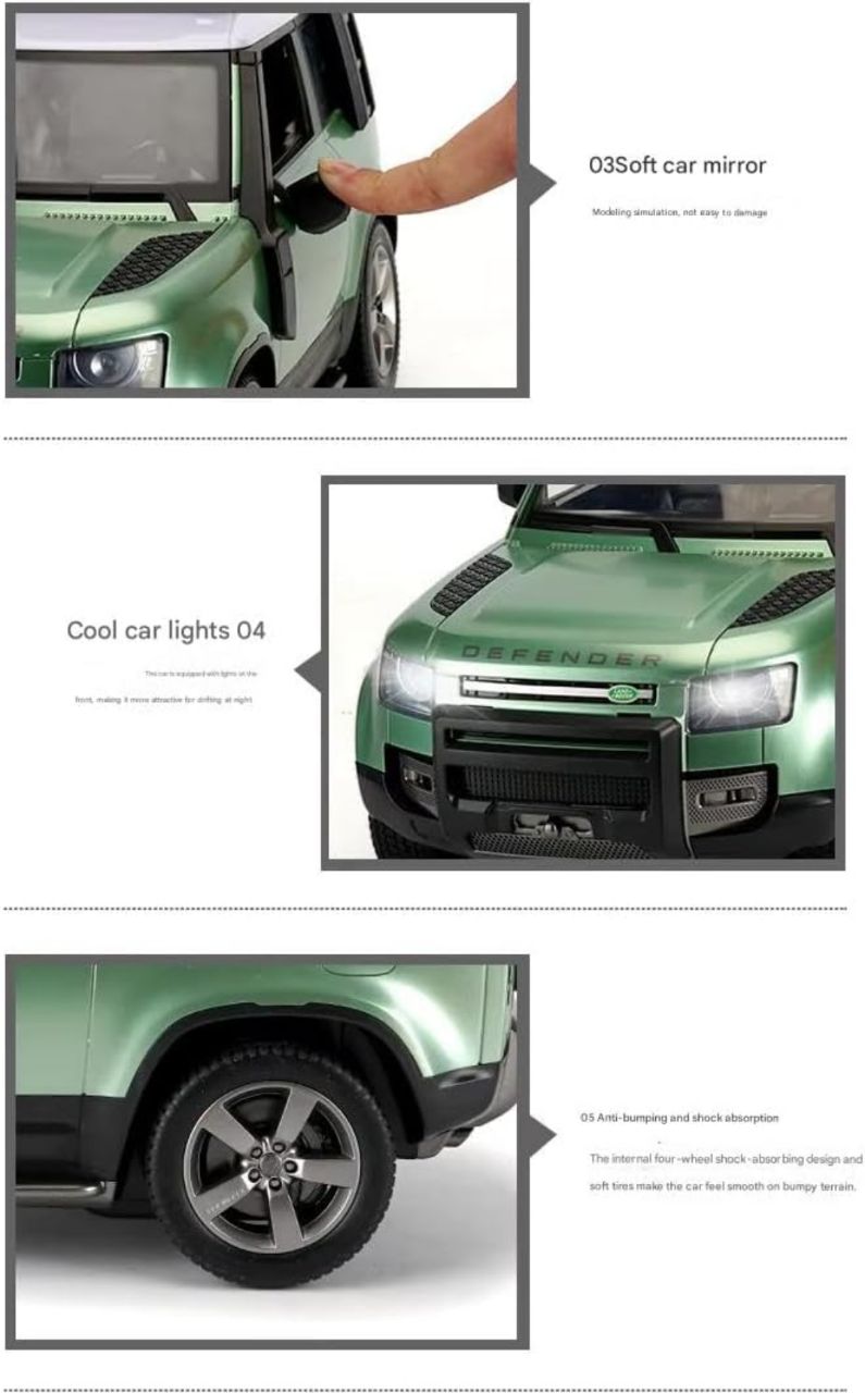 Land Rover Defender Official Licensed Model Remote Control Toy Car Rechargeable 12Km/h, 2.4Ghz Headlight for Adults Boys Girls (Silver) view 7
