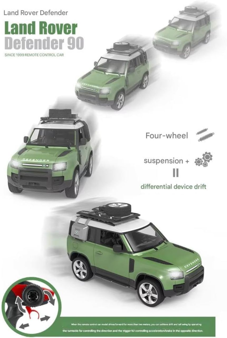Land Rover Defender Official Licensed Model Remote Control Toy Car Rechargeable 12Km/h, 2.4Ghz Headlight for Adults Boys Girls (Silver) view 8