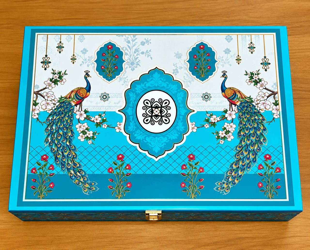 Peacock Design Wooden Box view 2