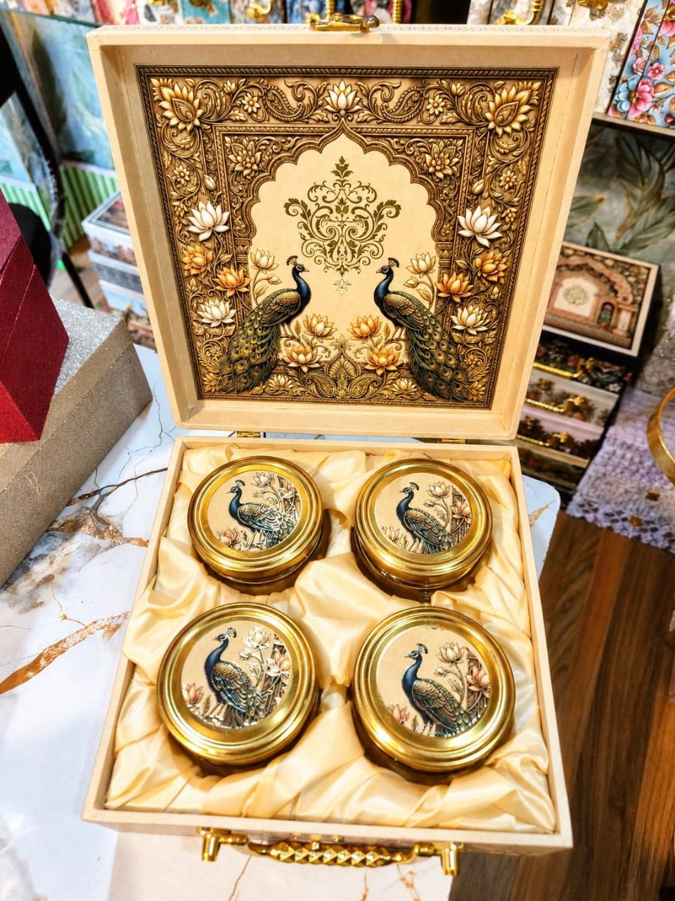 Peacock Design Decorative Storage Boxes view 2