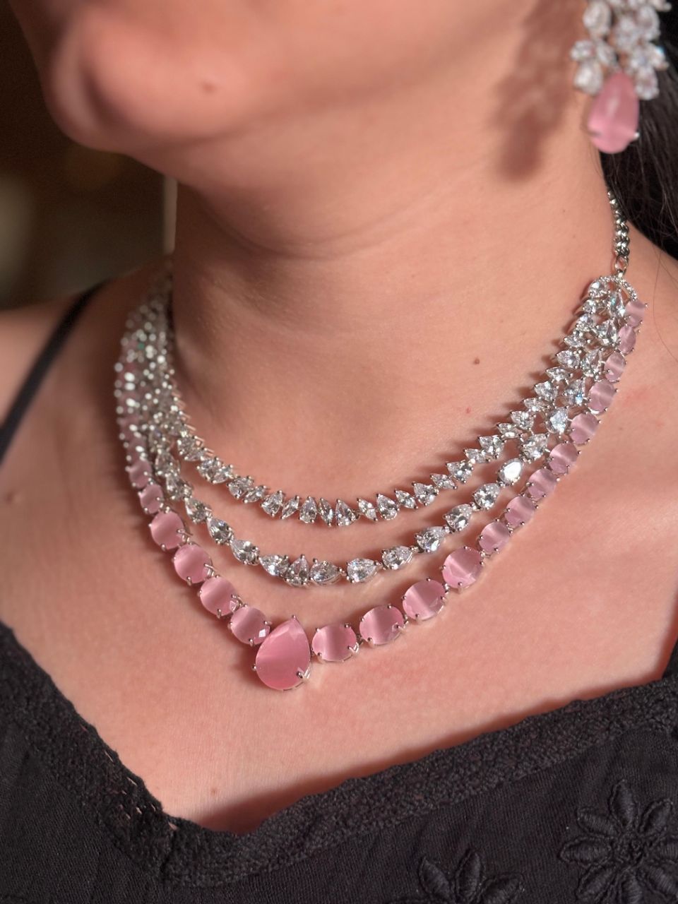 AD Pink Necklace Set view 4