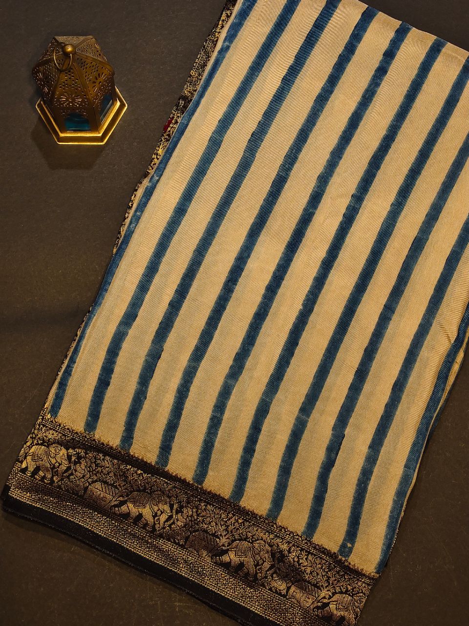 Blue Striped Ethnic Scarf