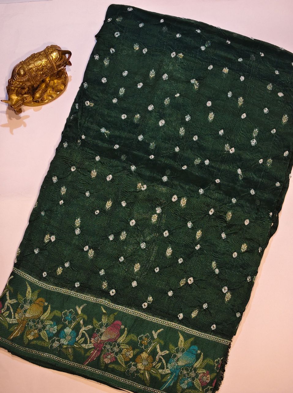 Embroidered Green Chanderi Dupatta