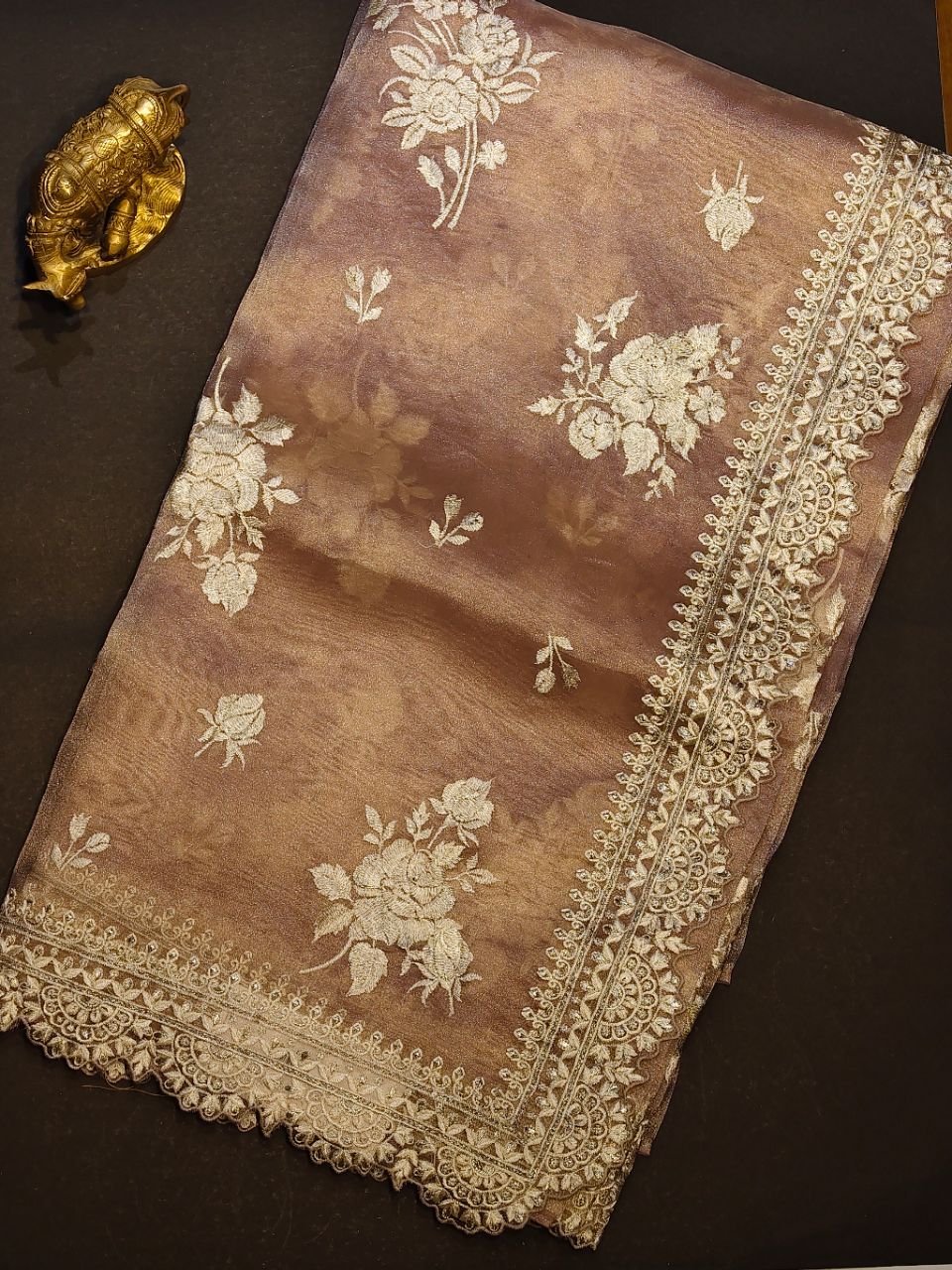 Embroidered Silk Dupatta
