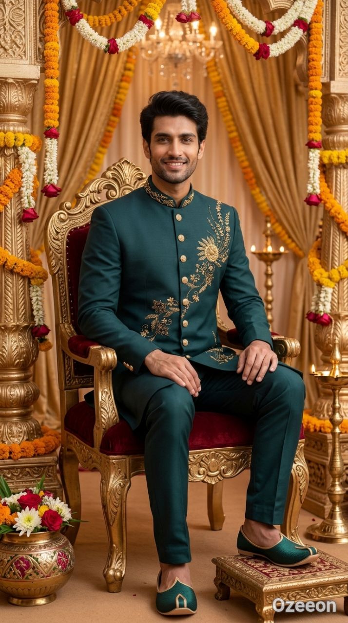 Elegant Embroidered Sherwani view 3