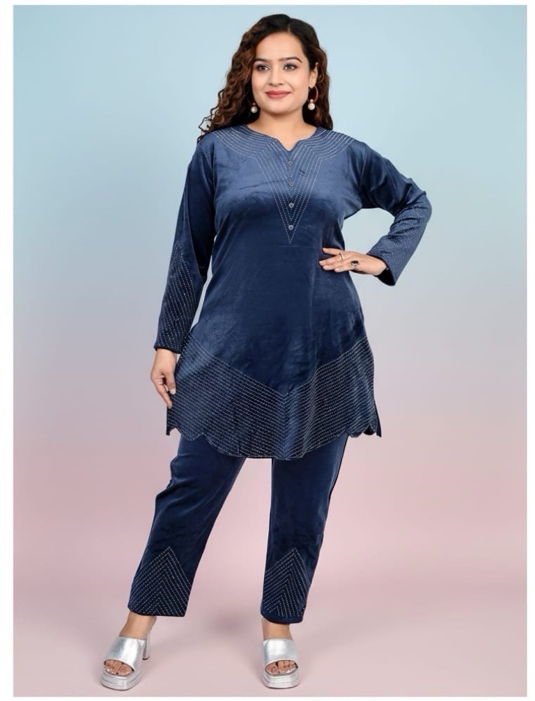 Navy Blue Kurta Set view 2