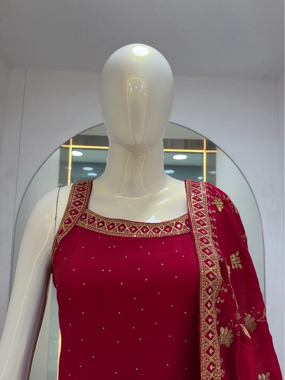 Red Anarkali Suit view 3