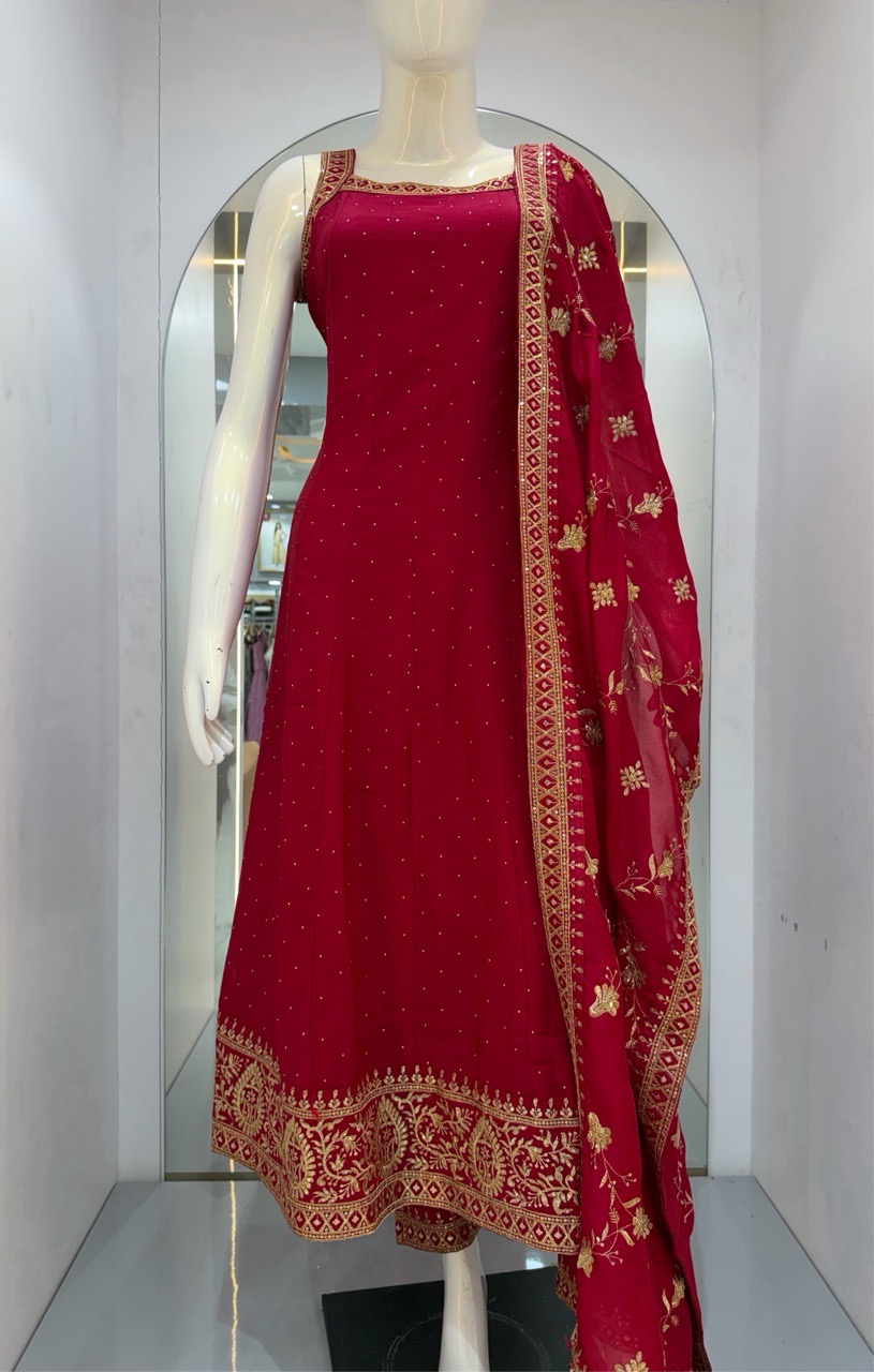 Red Anarkali Suit view 4