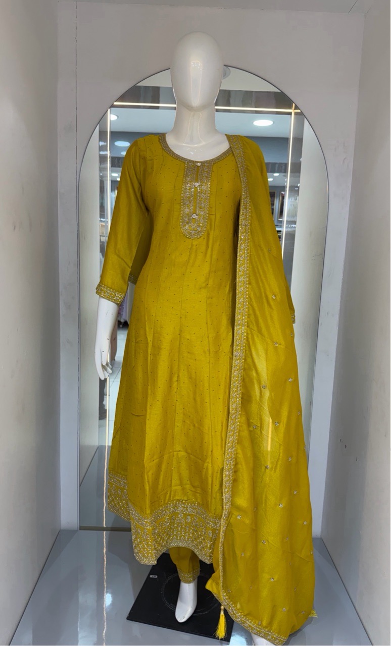 Yellow Anarkali Suit view 4