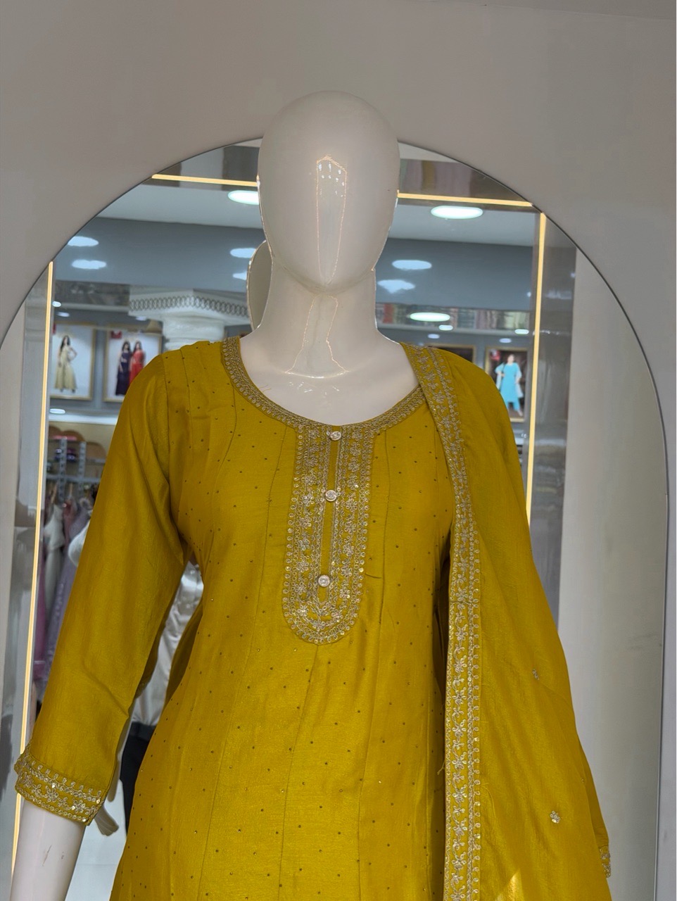 Yellow Anarkali Suit view 6