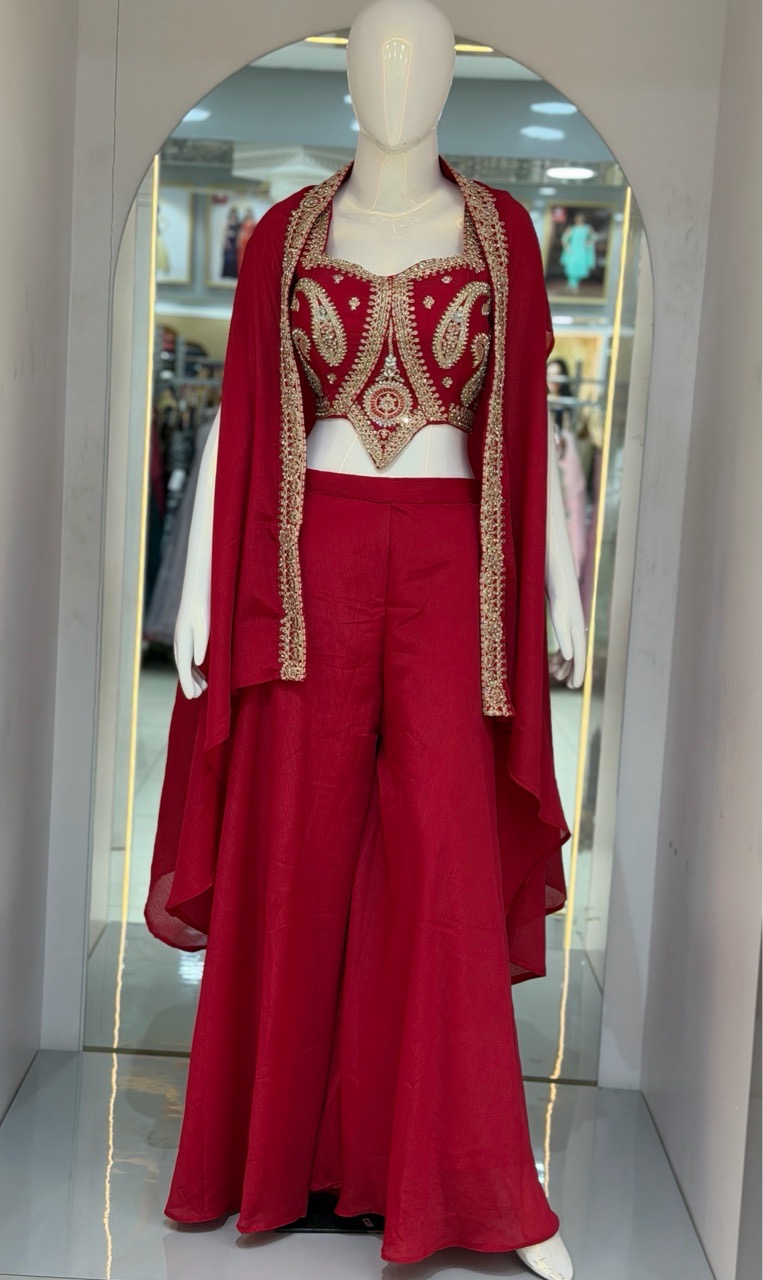 Embellished Rani Pink Indo Western Jacket view 5