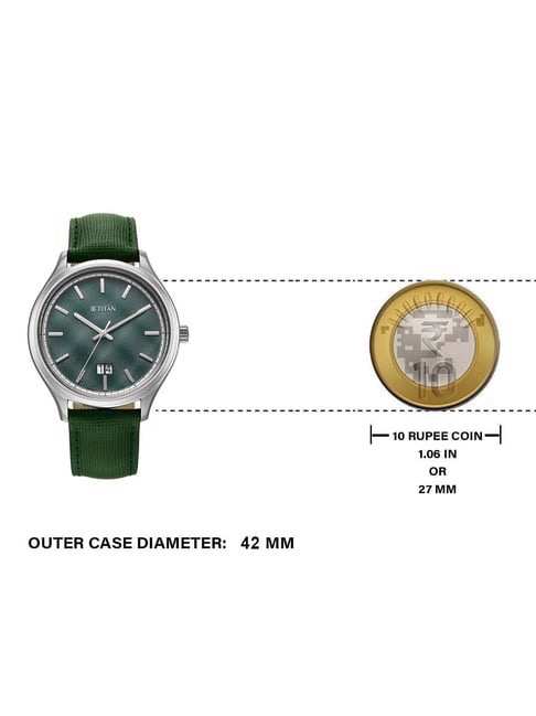 Titan Mens Green Dial  10033SL03 view 7