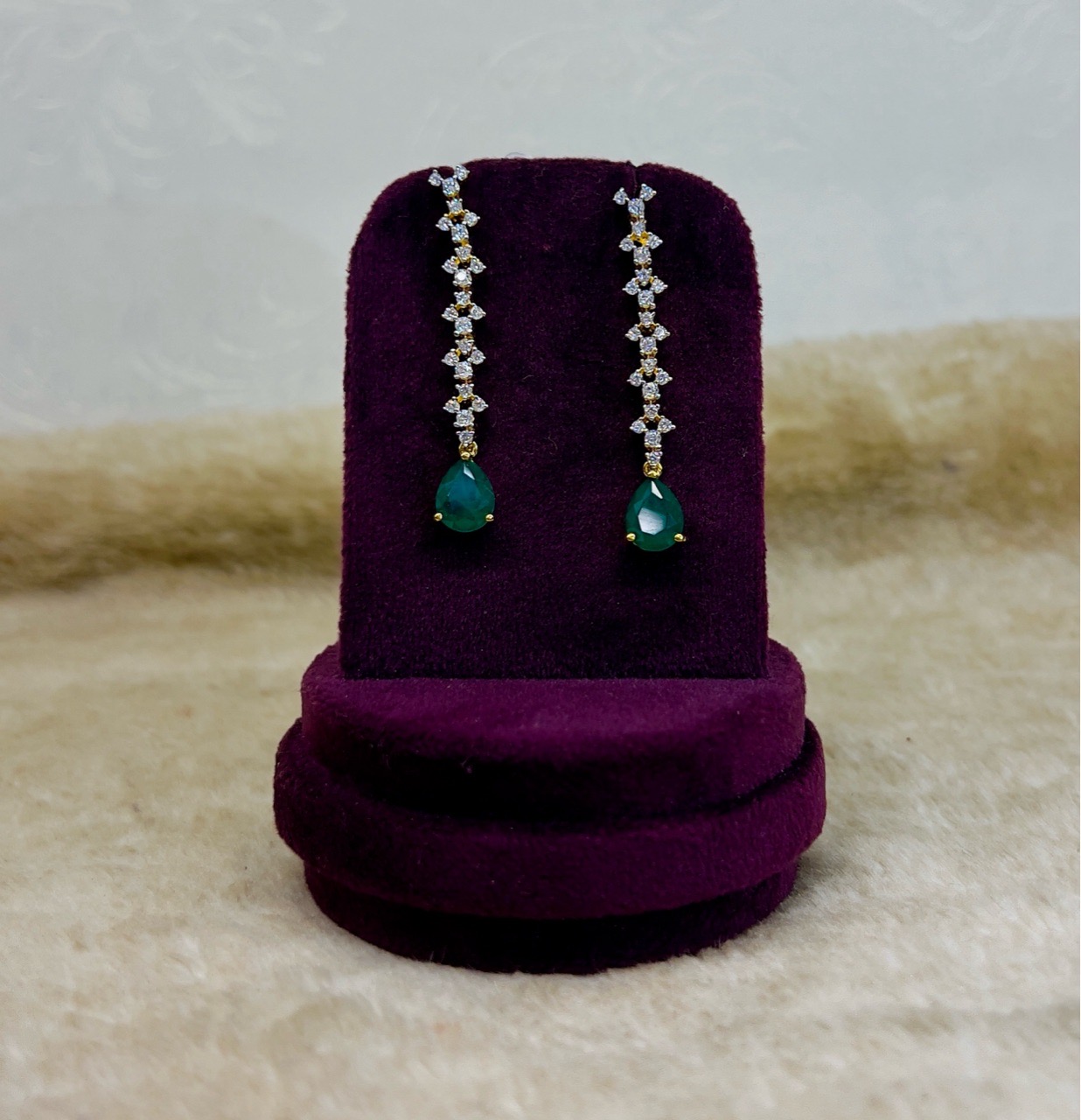 Emerald Drop Earrings view 3
