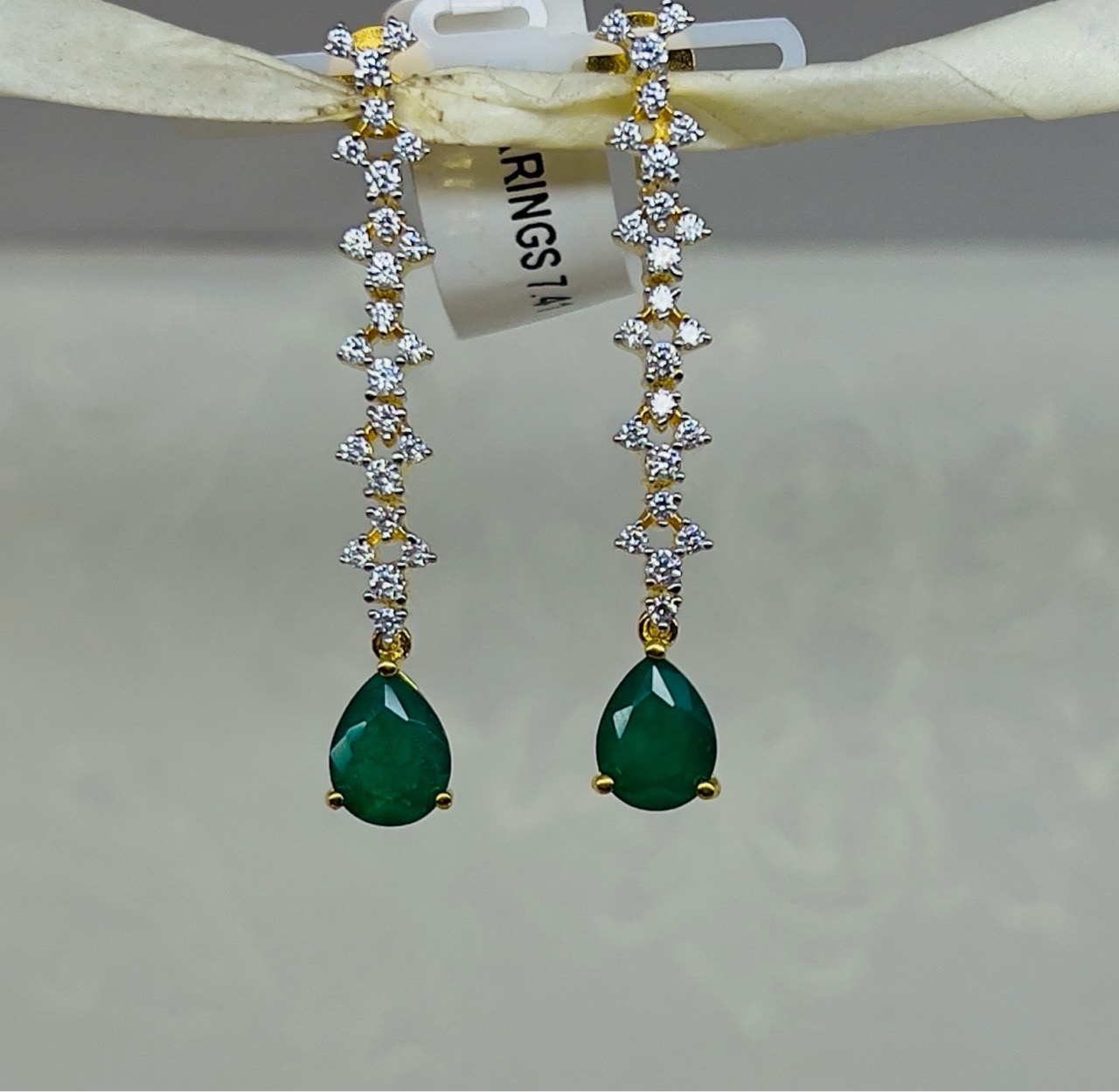Emerald Drop Earrings view 2