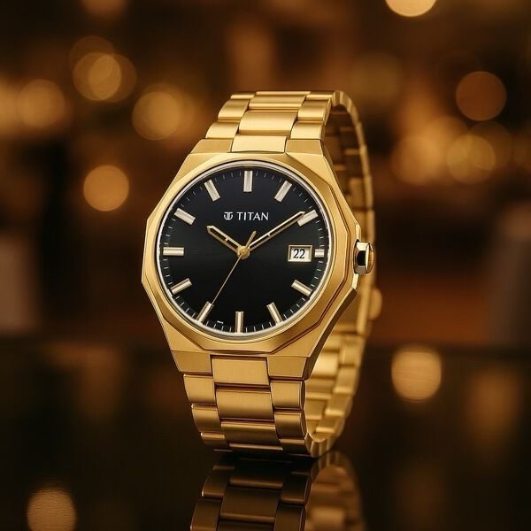 Titan Mens Gold Watch view 4