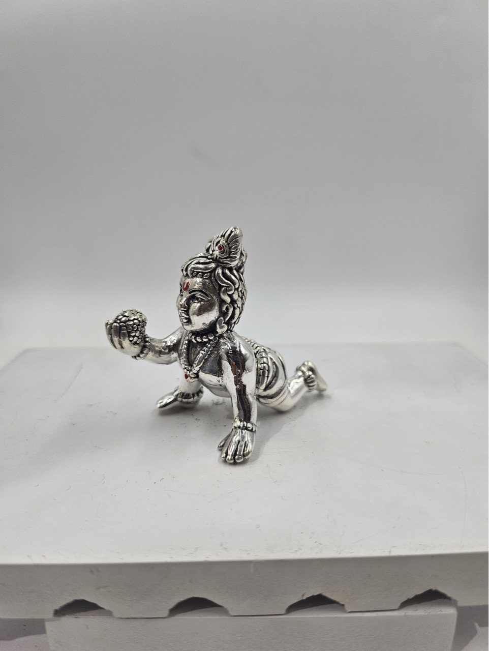 Silver Krishna Ladu Gopal 999 view 2