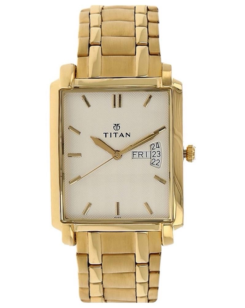 Titan Mens Gold Square Watch 1506YM01 view 2