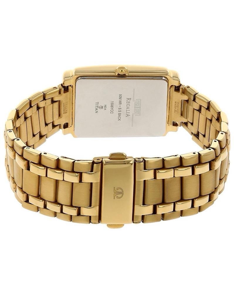 Titan Mens Gold Square Watch 1506YM01 view 3