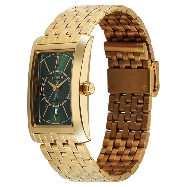 Titan Gold Rectangular Watch 10046YM03 view 3