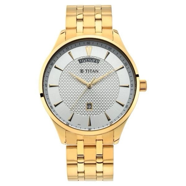 Titan Mens Gold Watch 90127YM01 view 2