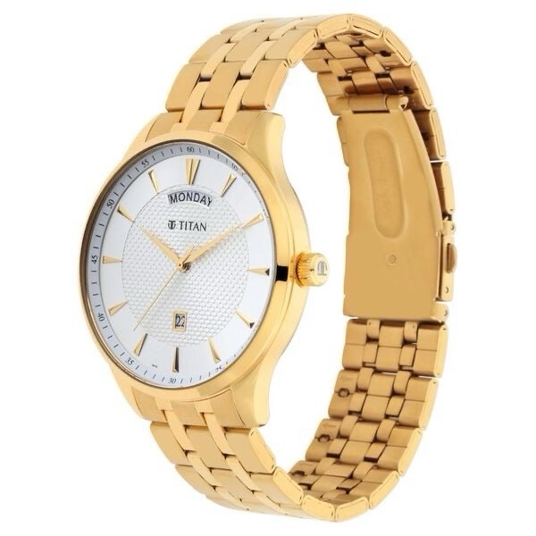 Titan Mens Gold Watch 90127YM01 view 3