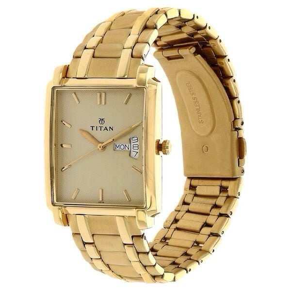 Titan Gold Rectangular Watch 1506YM02 view 2