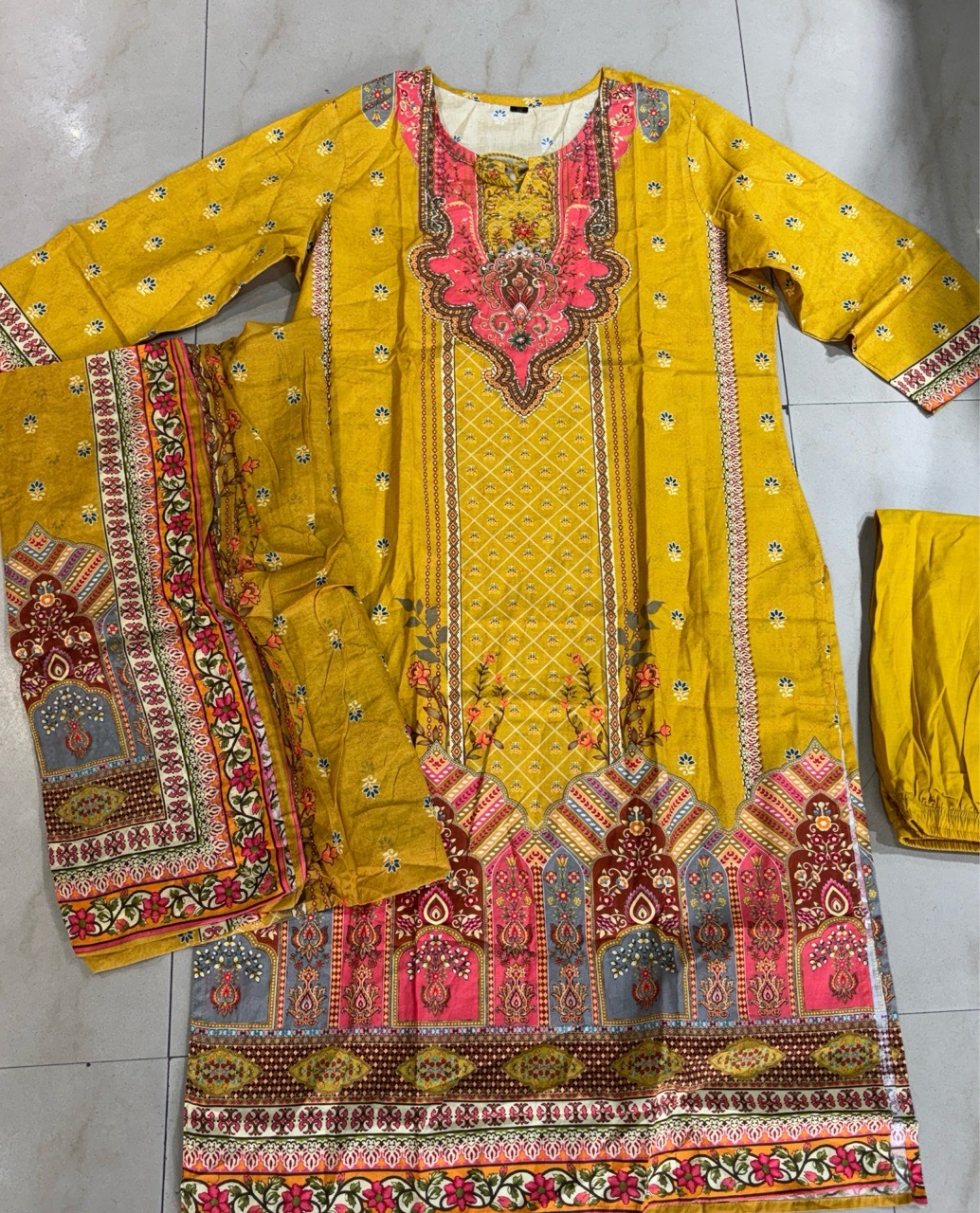 Traditional Yellow Kurta Pant With Duptta view 2