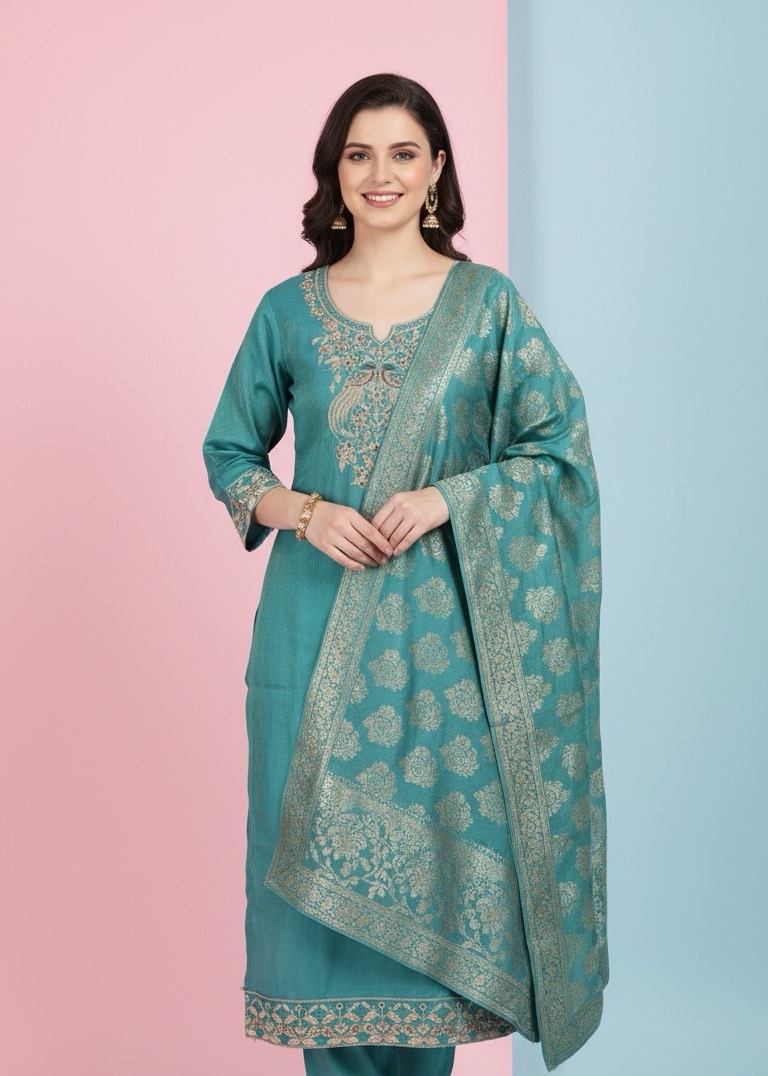 Silk Kurti Set view 3