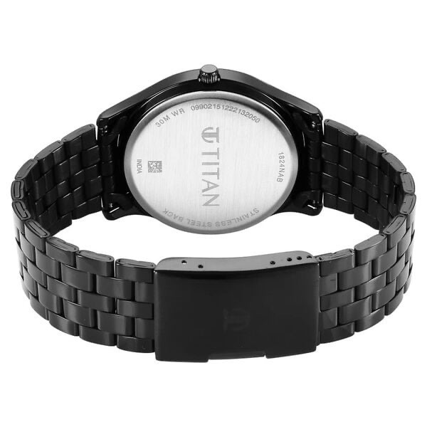 Titan Mens Black Analog Watch NT1824NM01 view 3