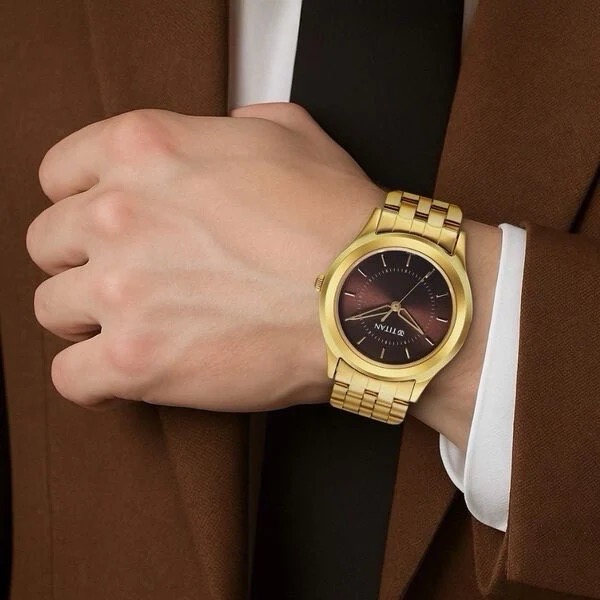 Titan Gold Analog Watch 1648YM06 view 4