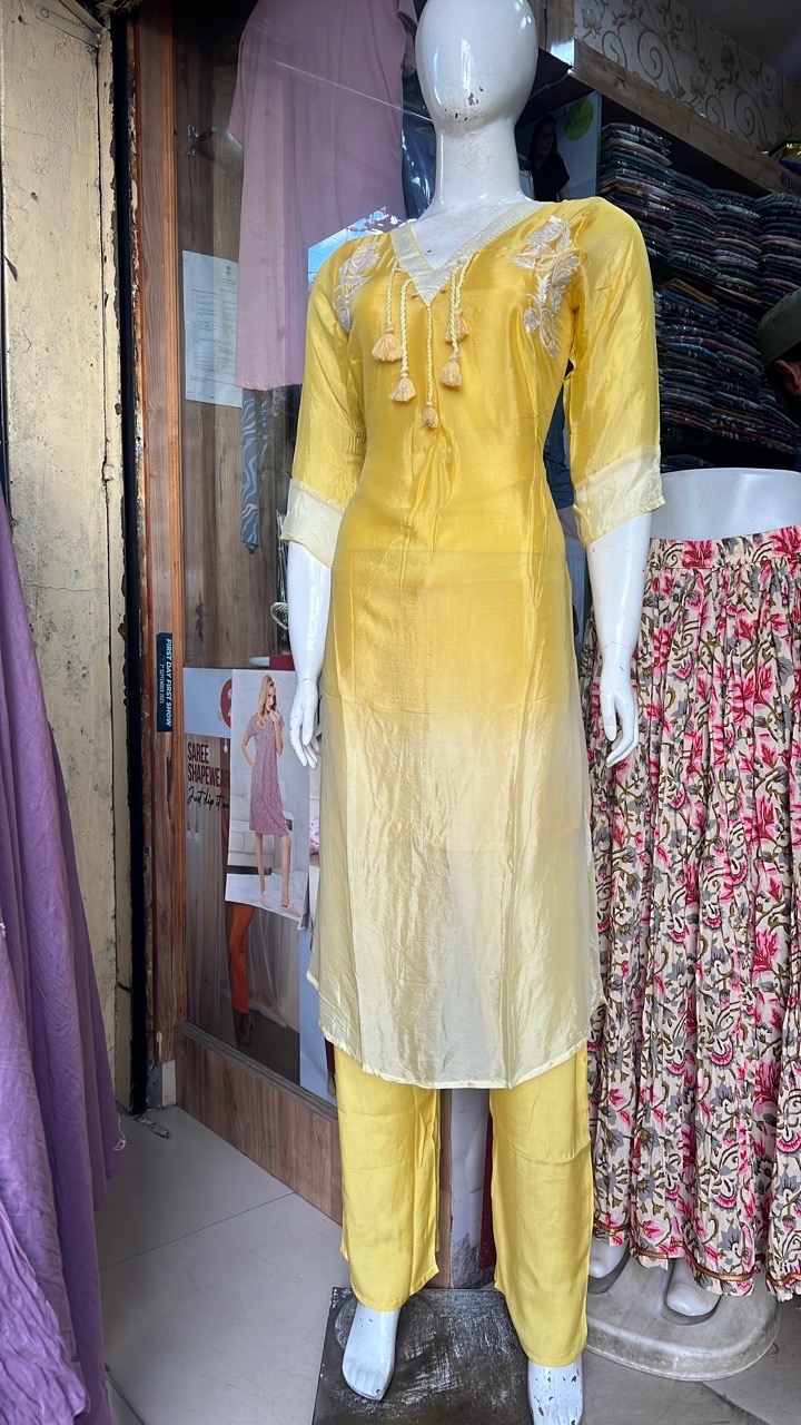 Yellow Cotton Kurta Set view 2
