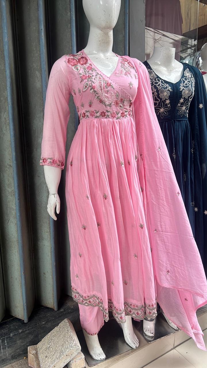 Pink Embroidered Anarkali view 2