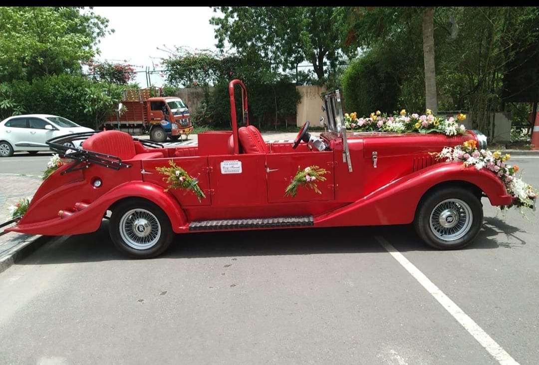 Vintage Red Convertible Car view 2