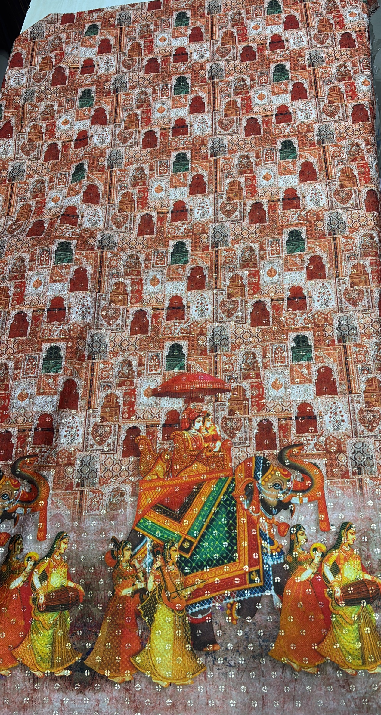 Wedding Elephant Kurta Fabric view 2