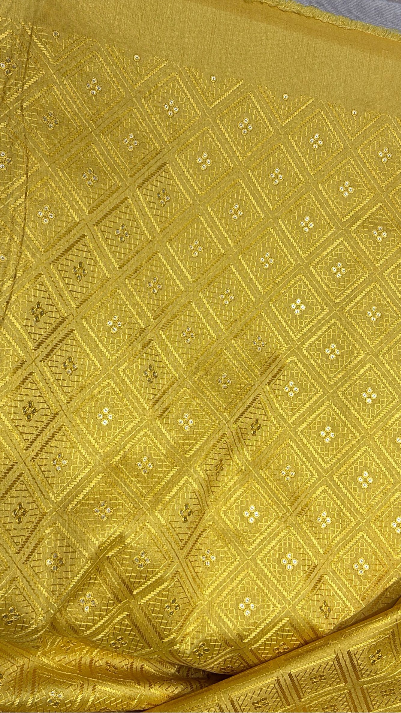 Golden Brocade Fabric view 2